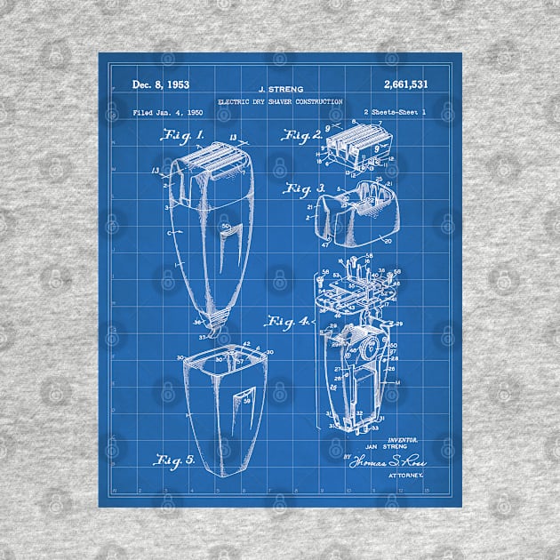 Electric Shaver Patent - Barber Stylist Bathroom Decor Art - Blueprint by patentpress